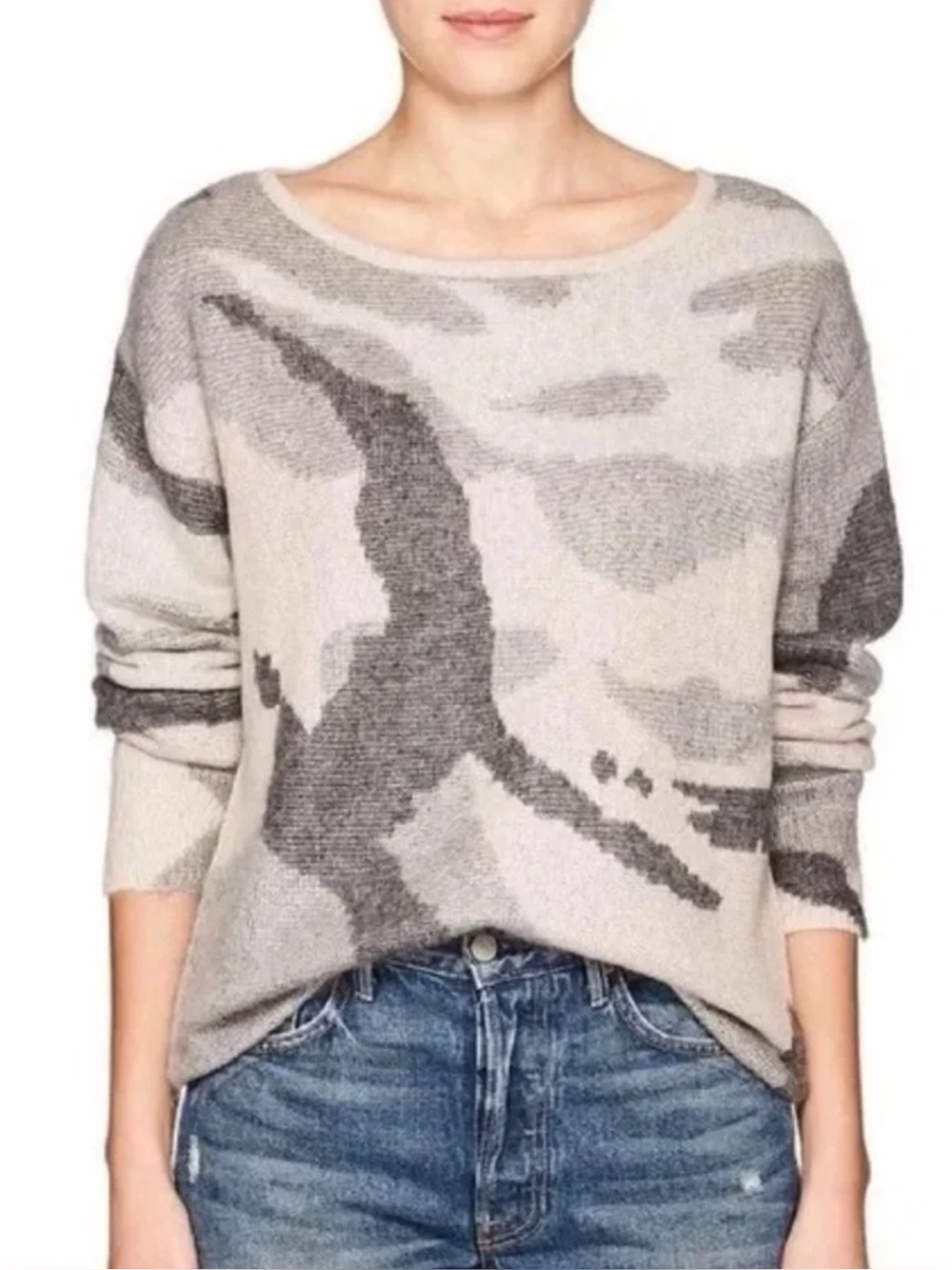 Rag & Bone Sinclair Pink and Grey Camo Sweater - Wool/Mohair/Silk - Women’s XS